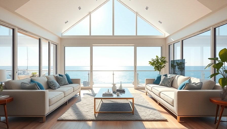 Airy coastal living room with modern furniture, bright decor.