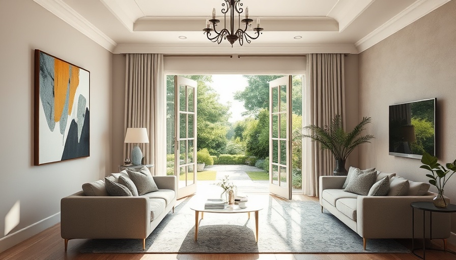 Contemporary living room with abstract painting, choose bigger art.
