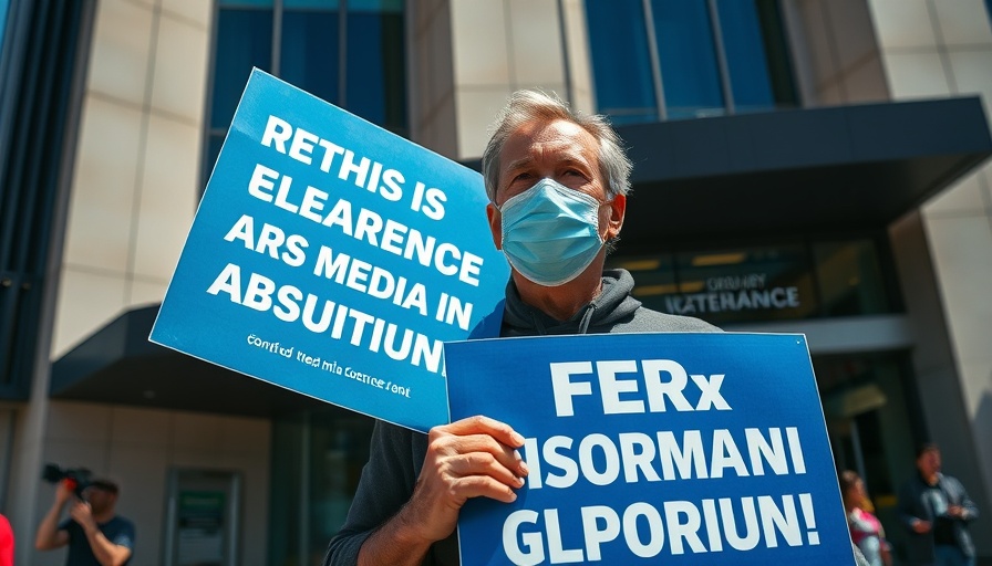 Protester holding sign about false information outside News Corp building.
