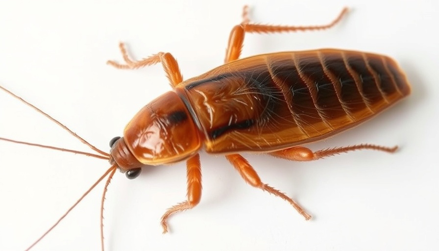 Dead cockroach on white surface, illustrating boric acid for pest control.