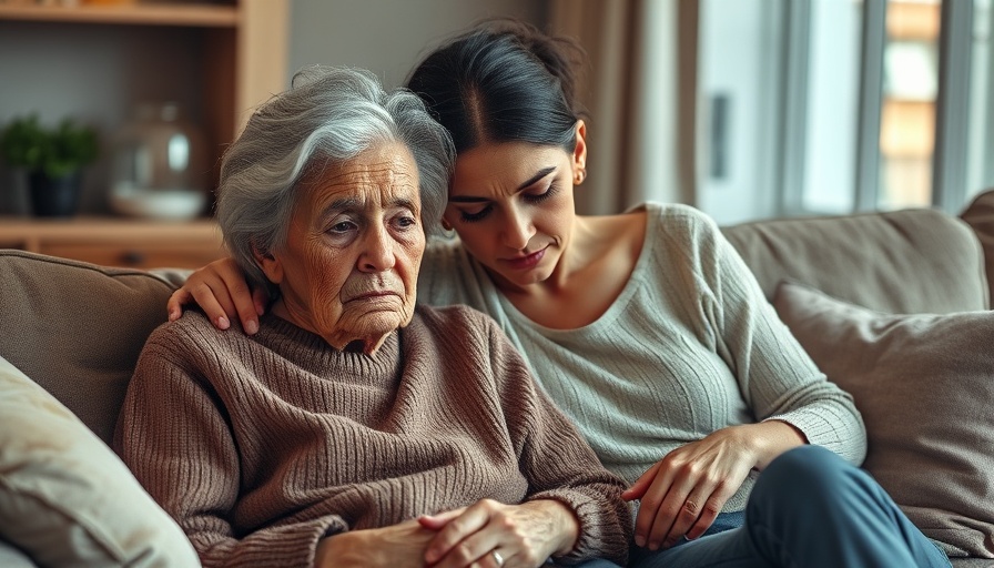 Sundowning in elderly depicted with a comforting scene on a sofa.