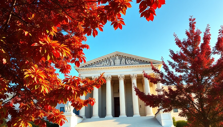Supreme Court building partially covered by foliage, daytime