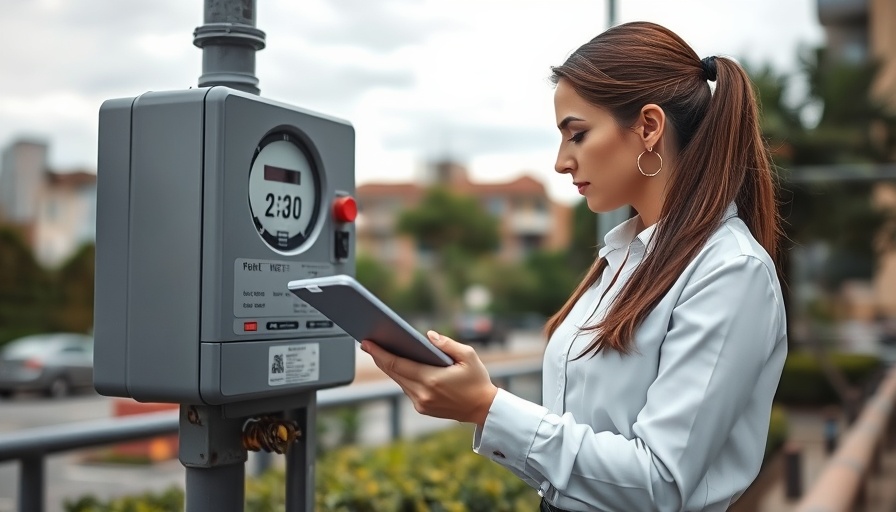 Expert assessing utility meter to lower your home insurance rates.
