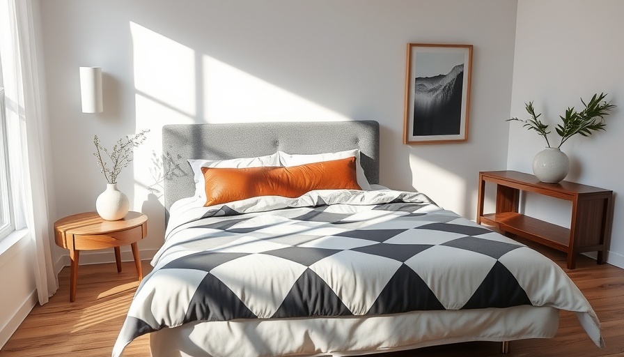 Bold Bedding Trends in a modern bedroom with geometric design.