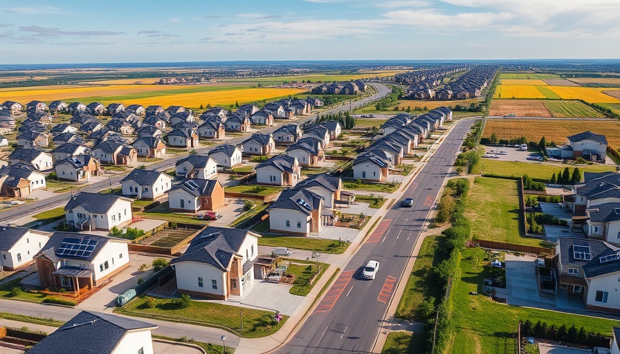 Modern suburban neighborhood with new construction homes for first-time buyers.