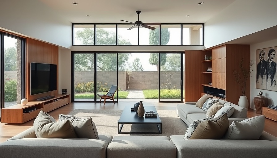 Modern living room in a stylish California home.