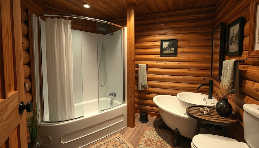 Refreshed bathroom under 100 square feet with rustic decor.