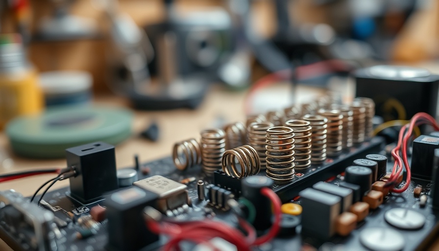 Close-up of a homemade circuit board in a DIY workshop.