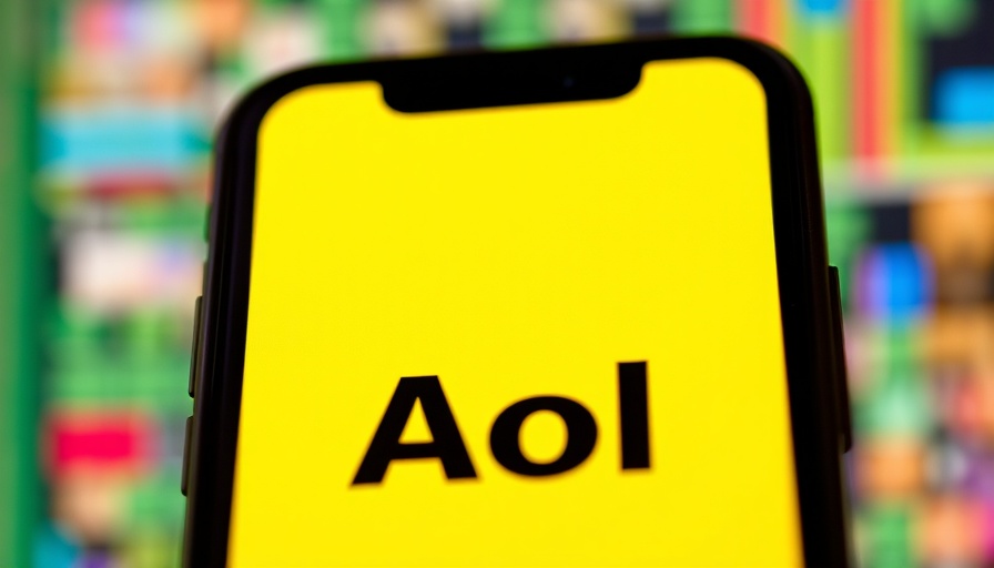 AOL logo on smartphone screen, symbolizing end of dial-up service