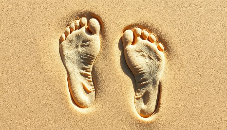 Footprints in sand highlighting the importance of foot health.