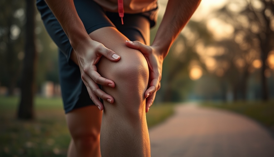 Runner experiencing ITB Pain in a park at sunset.