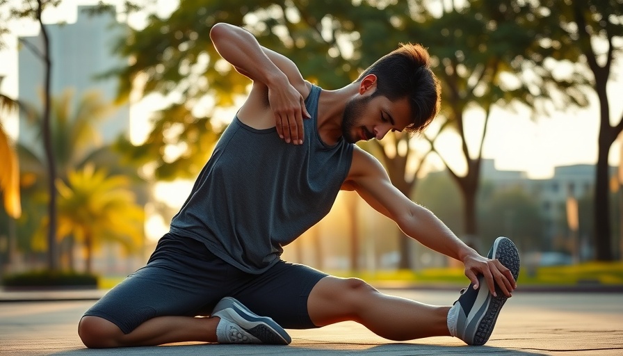 Young man stretching hamstrings in park, highlighting impact of tight hamstrings.
