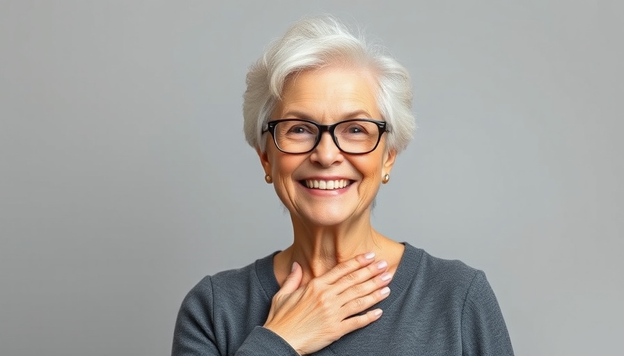 Mindfulness for High-Stressed People: Older woman smiling warmly, expressing calm.