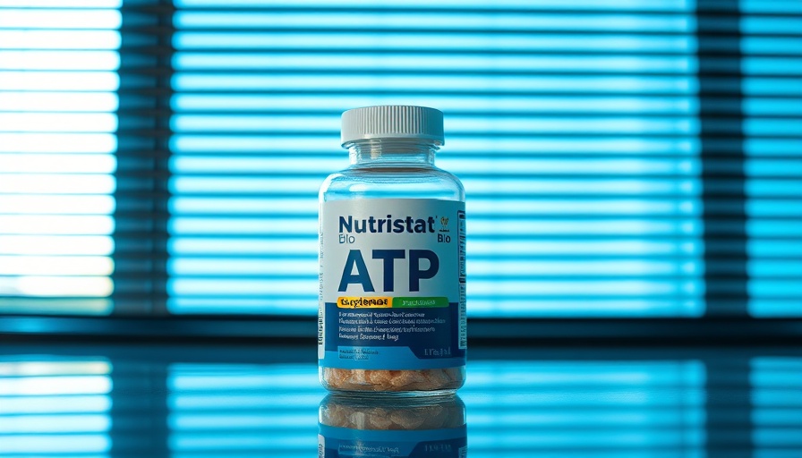 Nutristat Bio ATP supplement bottle with modern abstract design