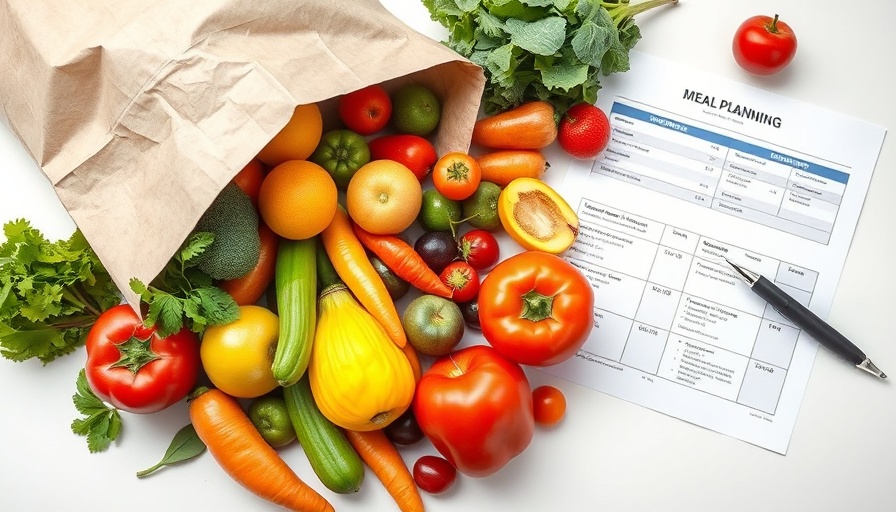 Meal prepping for athletes with fresh produce and meal plan.