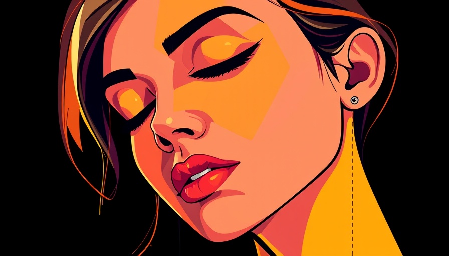 Geometric portrait of woman transmuting emotions in sports.
