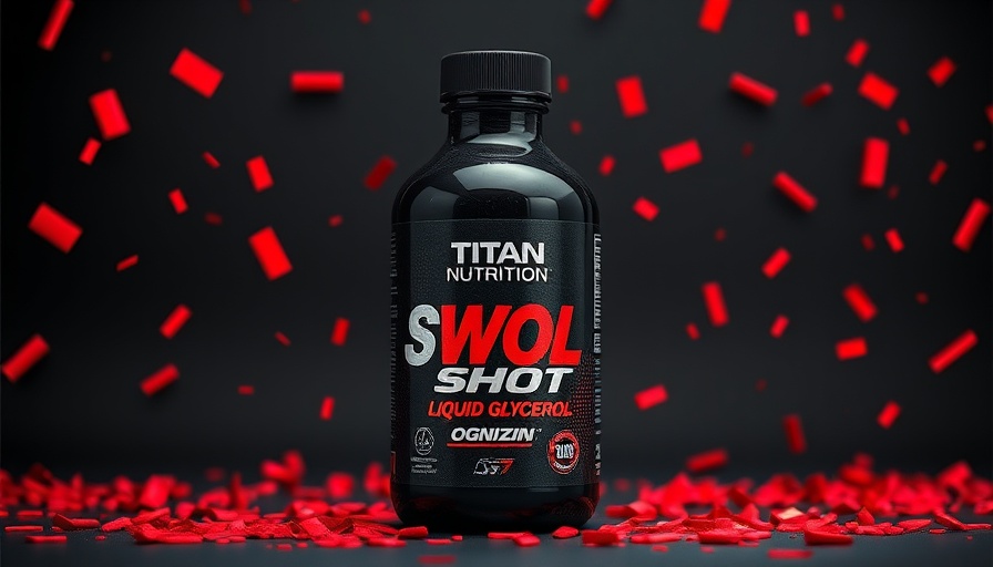 SwolShot Liquid Glycerol bottle with bold logos and dynamic background.