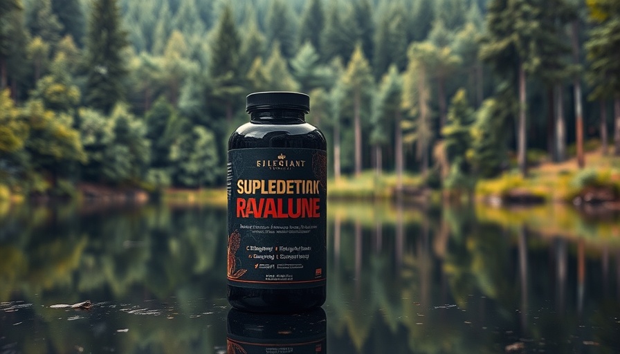 Metabolic Shield supplement bottle in a forest setting.