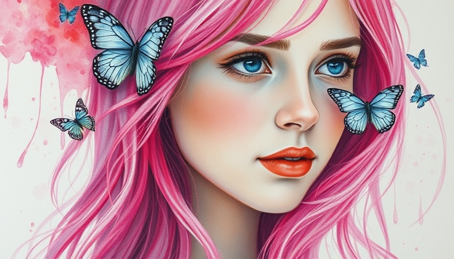 Dreamlike watercolor portrait of woman with butterflies, Healing Beyond Solitude.
