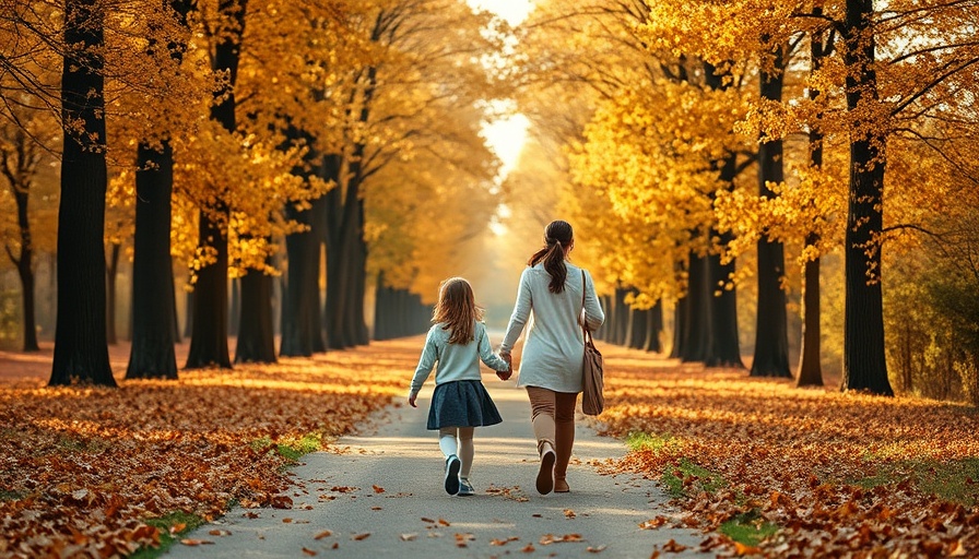 Reflections on Motherhood and Letting Go: Mother and child walking in autumn park.