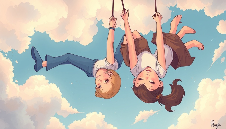 Whimsical artwork of two figures in a sky setting, reflecting mindset shifts.