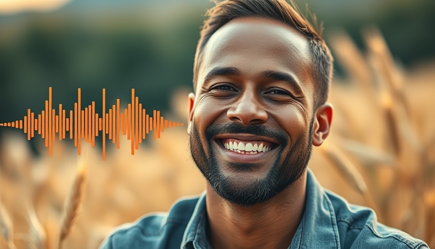 Podcast cover with audio waveform and smiling man, Meditation Techniques for Athletes.