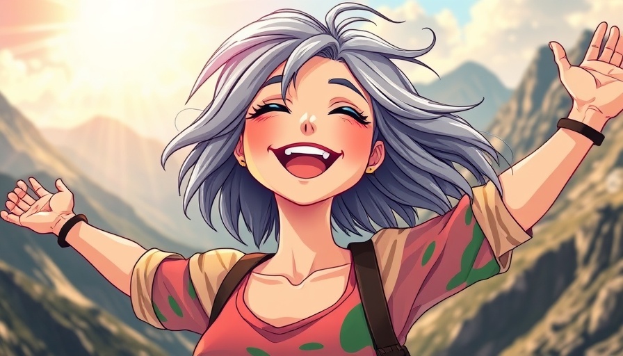 Joyful woman embracing freedom with sunbeams in the background.