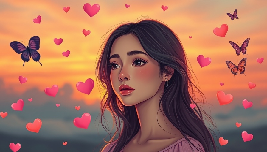Heartbreak and self-worth depiction with a woman and butterflies.