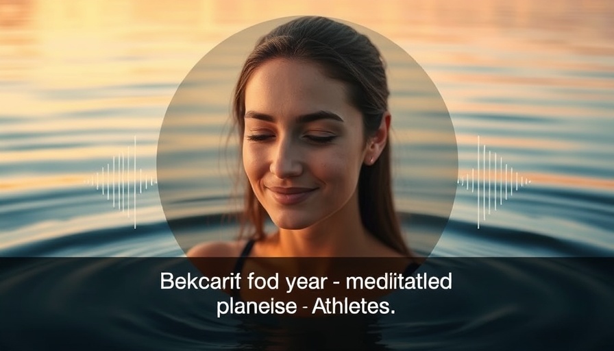 Mindfulness meditation session with calm water background for athletes.