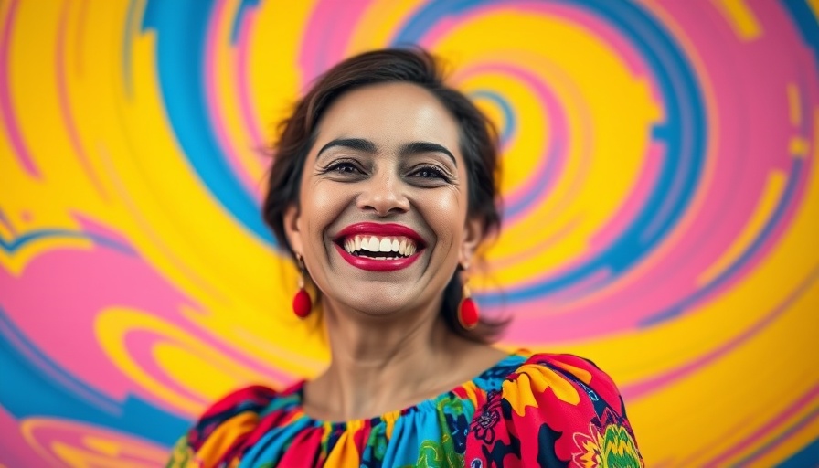 Joyful woman expressing personal style as self-love in a vibrant portrait.