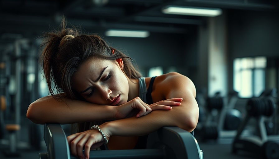 Tired female athlete in gym resting, illustrating overtraining signs.