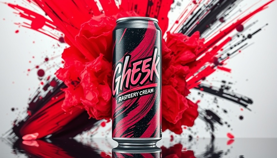Ghost Energy Raspberry Cream can against vibrant red background.