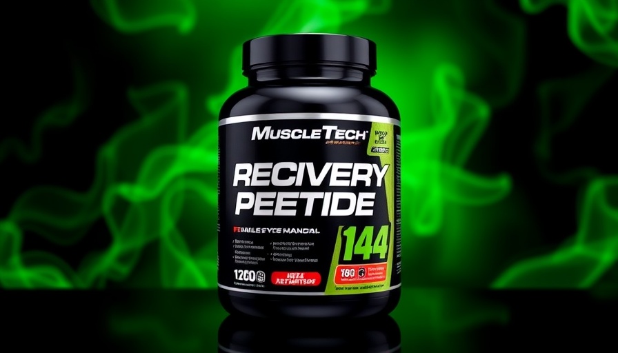 MuscleTech Recovery Peptide 144 jar with green and black design.