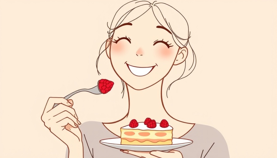 Woman enjoying dessert, highlighting changing your relationship with food.