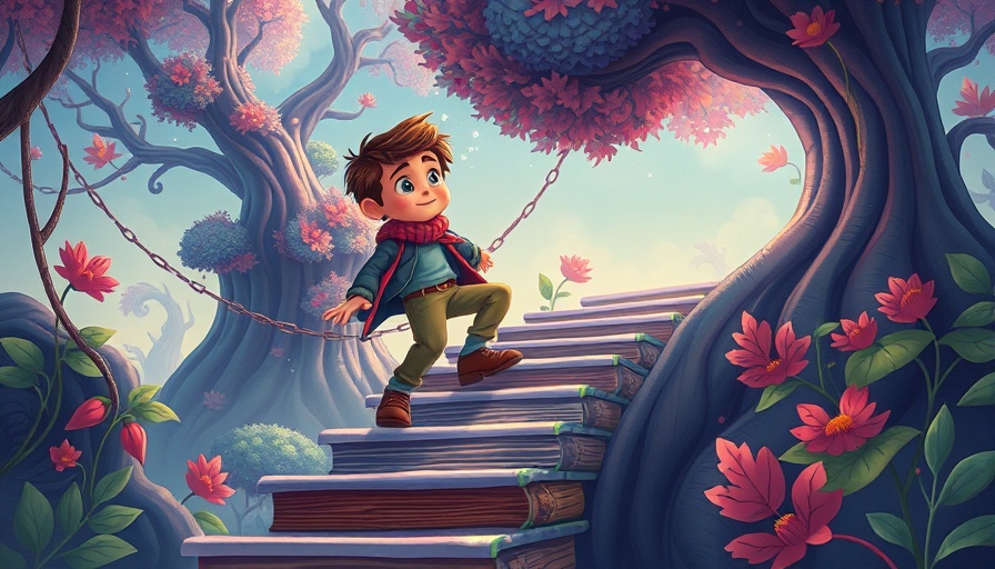 Young man stepping on book stairs in a dreamscape, Access Your Inner Wanderer