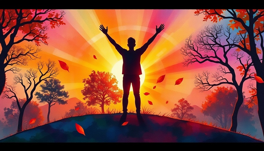 Building confidence through self-improvement: vibrant abstract sunrise scene.