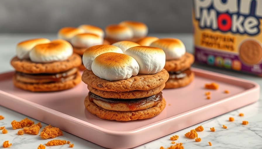 Peanut Butter S'mores Protein Cookies on pink tray, recipe inspiration.
