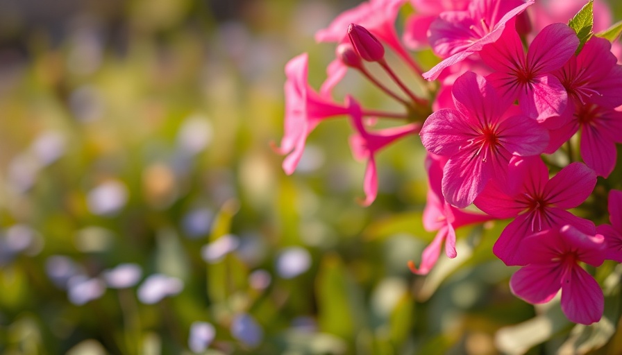Vibrant pink flowers in garden for a self-care weekend.