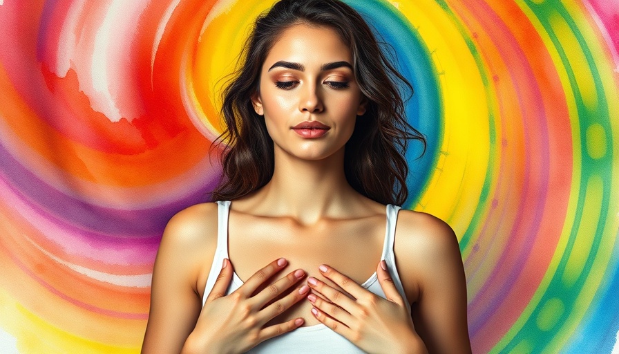 Not forgiving healing concept with a young woman embracing peace surrounded by rainbow hues.