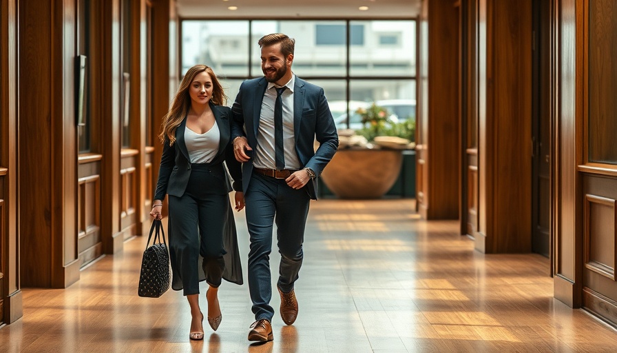 Stylish couple walking confidently indoors, 'Jon Hamm Your Friends & Neighbors'