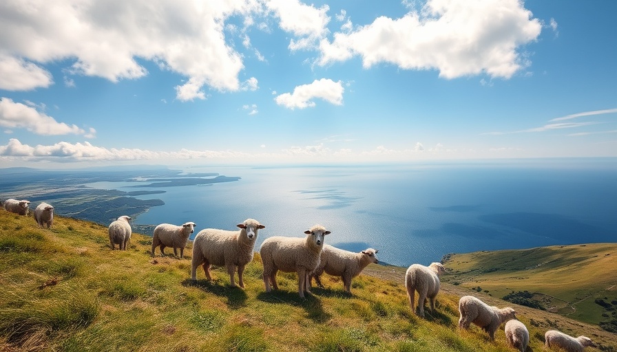 Sheep grazing by the sea on a peaceful sunny day; Restful Weekend Tips.