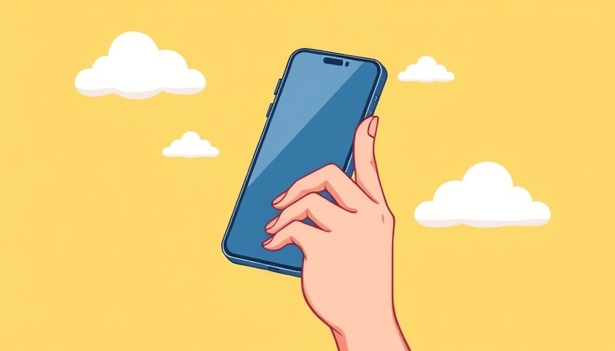 Cartoon hand holding phone symbolizing going off the social media grid.