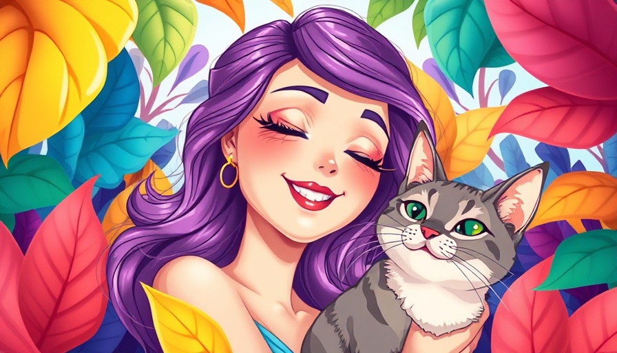 Illustration of woman and cat surrounded by colorful plants, symbolizing sleep and spiritual wellness.