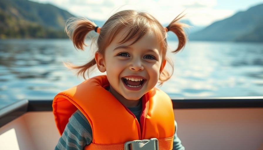 Cheerful child on boat in life vest, perfect for surprising parenting tips.