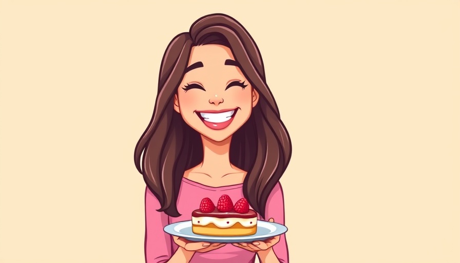 Illustration of a woman enjoying dessert with raspberries