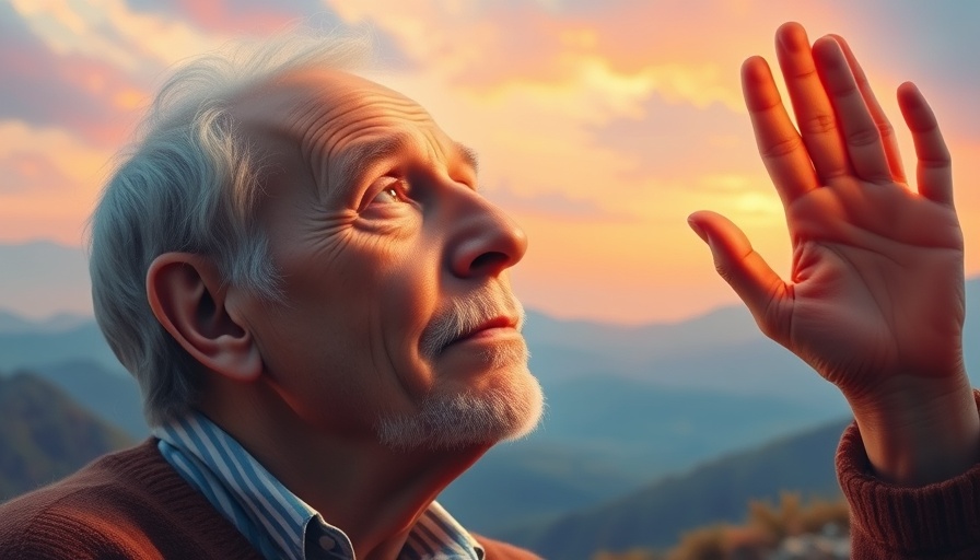 Impressionistic painting of elderly man contemplating vulnerability in mental health