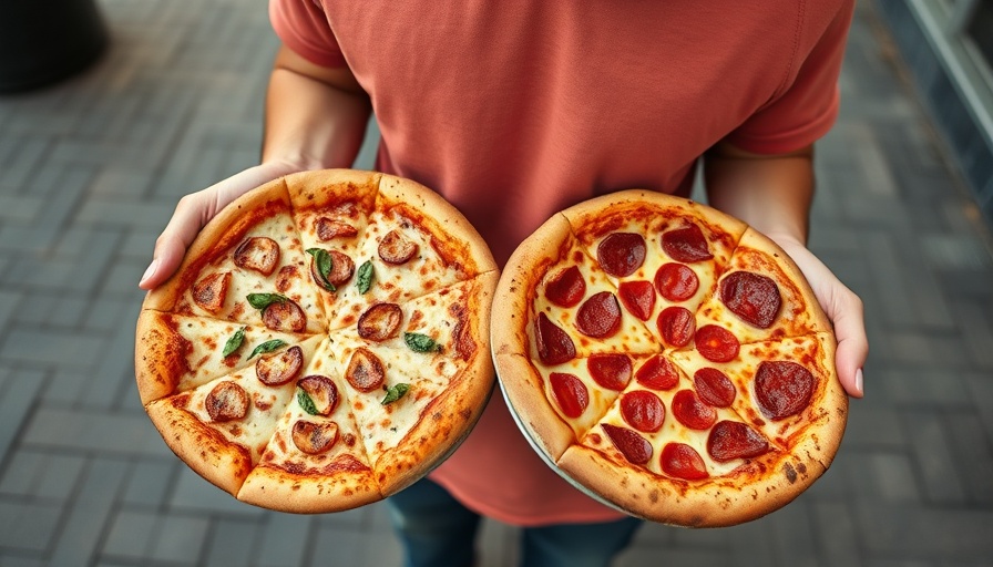 Person enjoying balanced weekend activities with pizza outdoors.