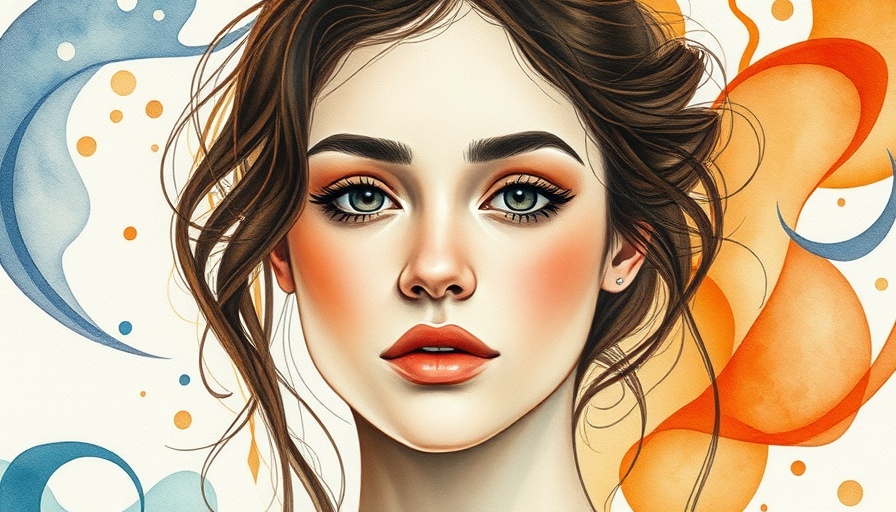 Abstract watercolor portrait of a serene young woman embracing vulnerability.