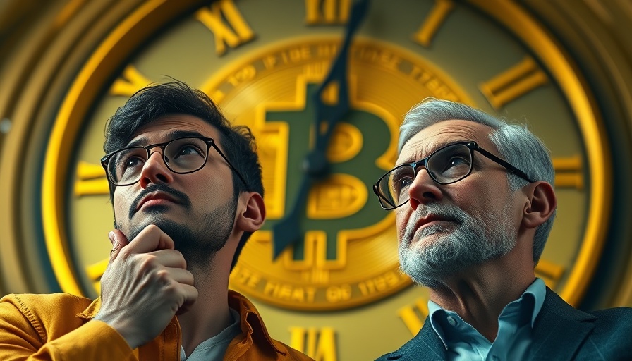 Bitcoin Next Big Move concept with thoughtful individuals and golden clock.