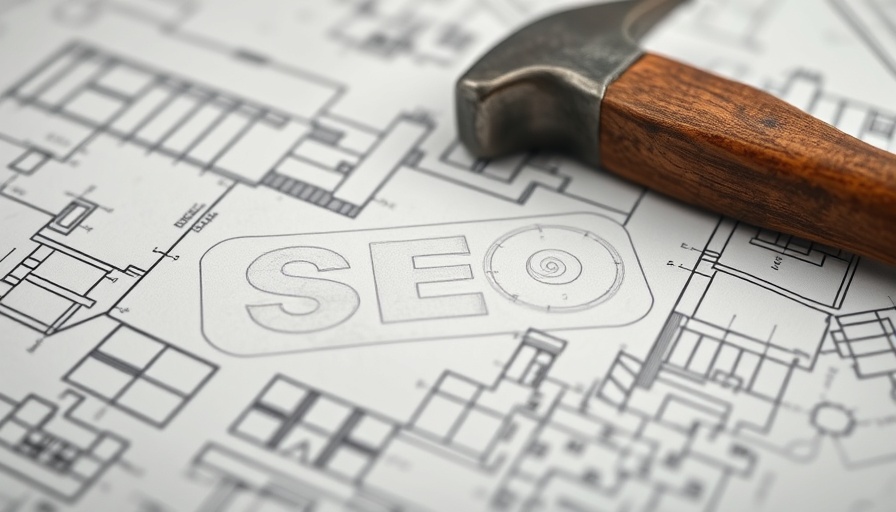 Local SEO concept for home improvement services with hammer on blueprints.